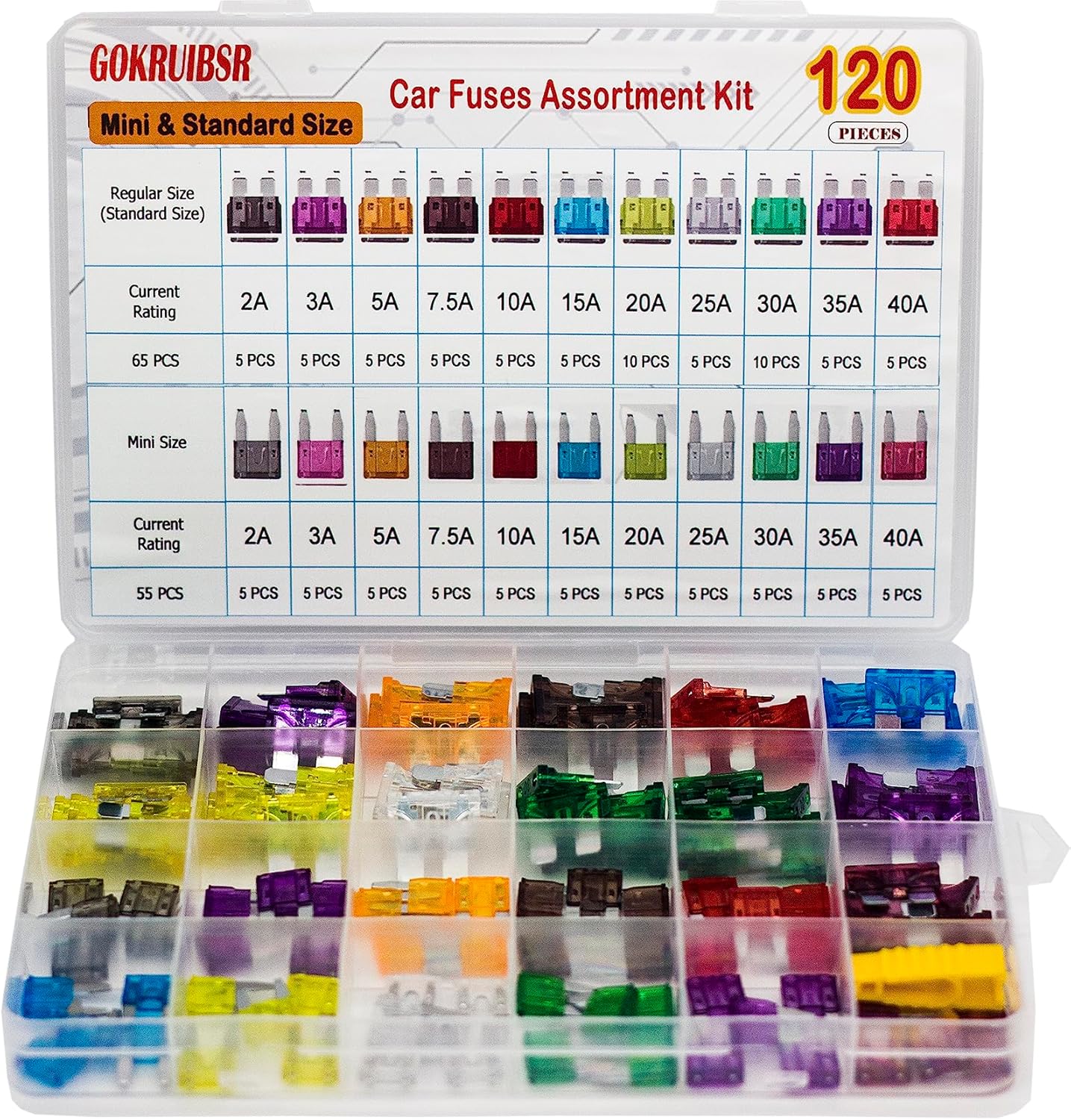 Car Fuse Assortment Kit, Mini Blade Fuses Automotive + Standard Auto Fuses + Puller🔩🚙