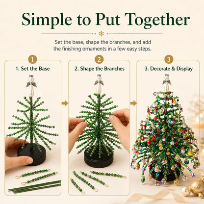 DIY Beaded Christmas Tree Kit, Hand‑Made Mini Crystal Bead Xmas Tree Craft Set 🎄