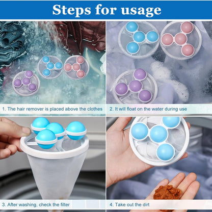 3 Counts Washing Machine Hair Remover Filter Bag 3 PCS 🧺