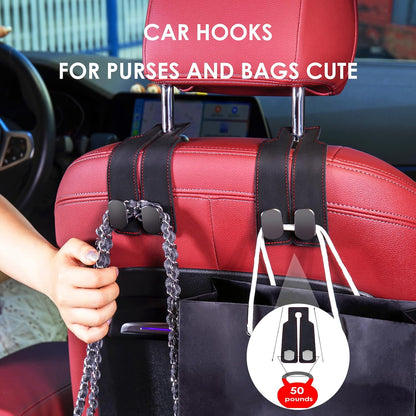 4 Counts Car Seat Headrest Hook, Improved Car Seat Back Double Hooks 🚗