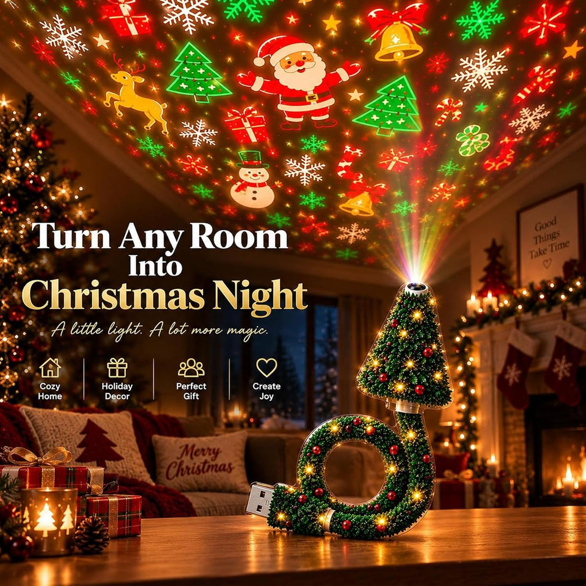 2026 New USB Plug-In Christmas Projector Night Light 🎄