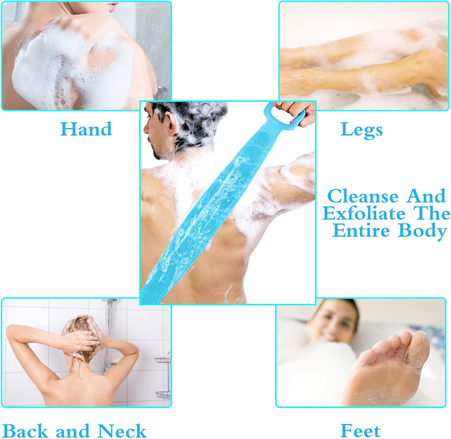 Silicone scrubber used on back arms legs and feet
