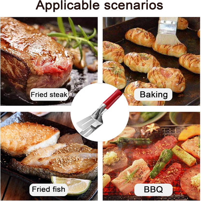 Stainless Steel Grill Clamp Spatula, Anti‑Scald Extended Handle Spatula Tongs 🍳