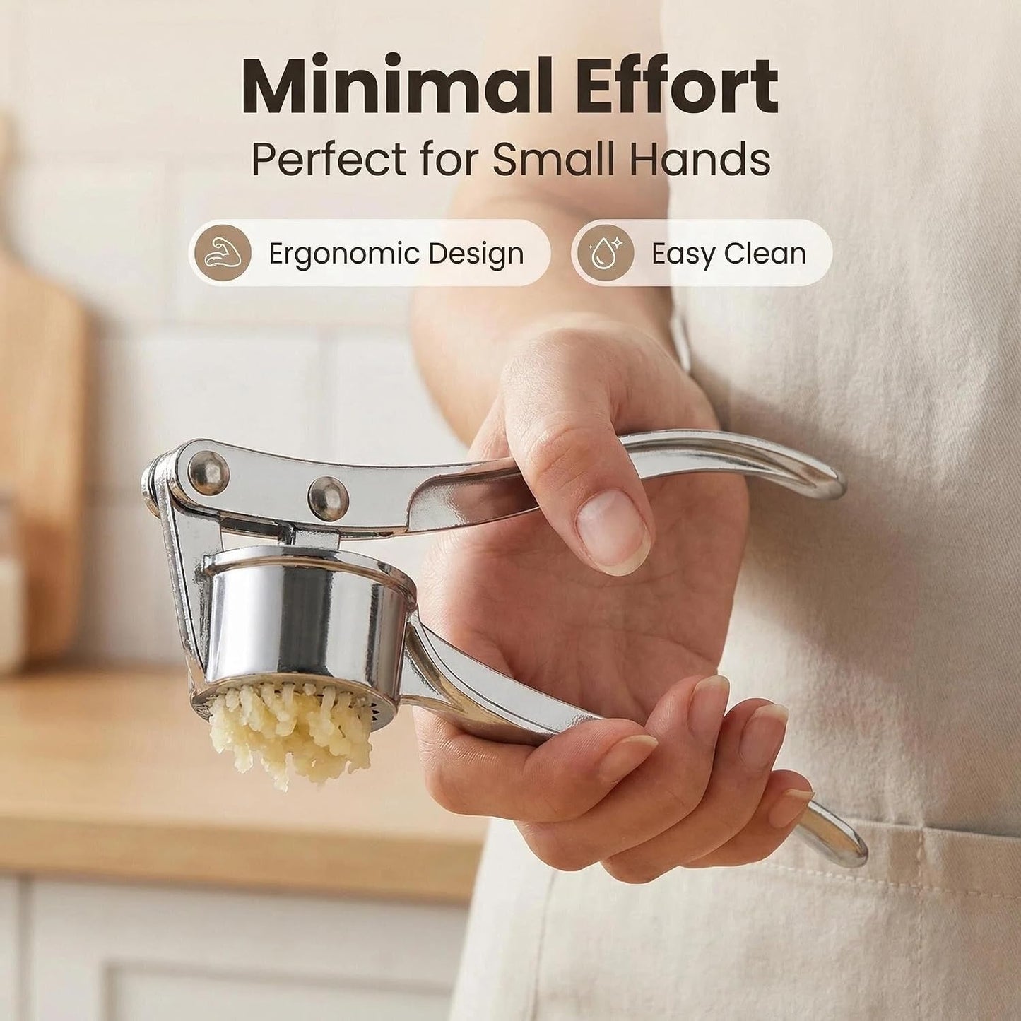 Stainless Steel Garlic Press, Heavy Duty Manual Garlic Crusher Tool 🧄