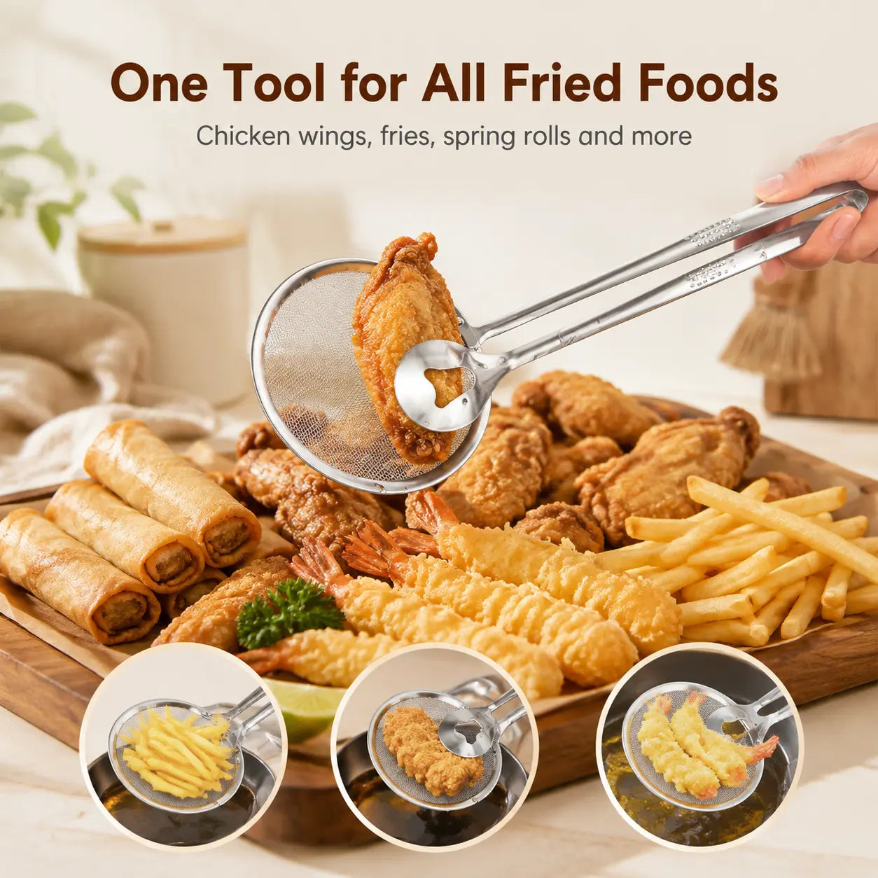 2‑in‑1 Oil‑Frying Filter Clip, Kitchen Food Strainer Tongs for Fried Food 🍳