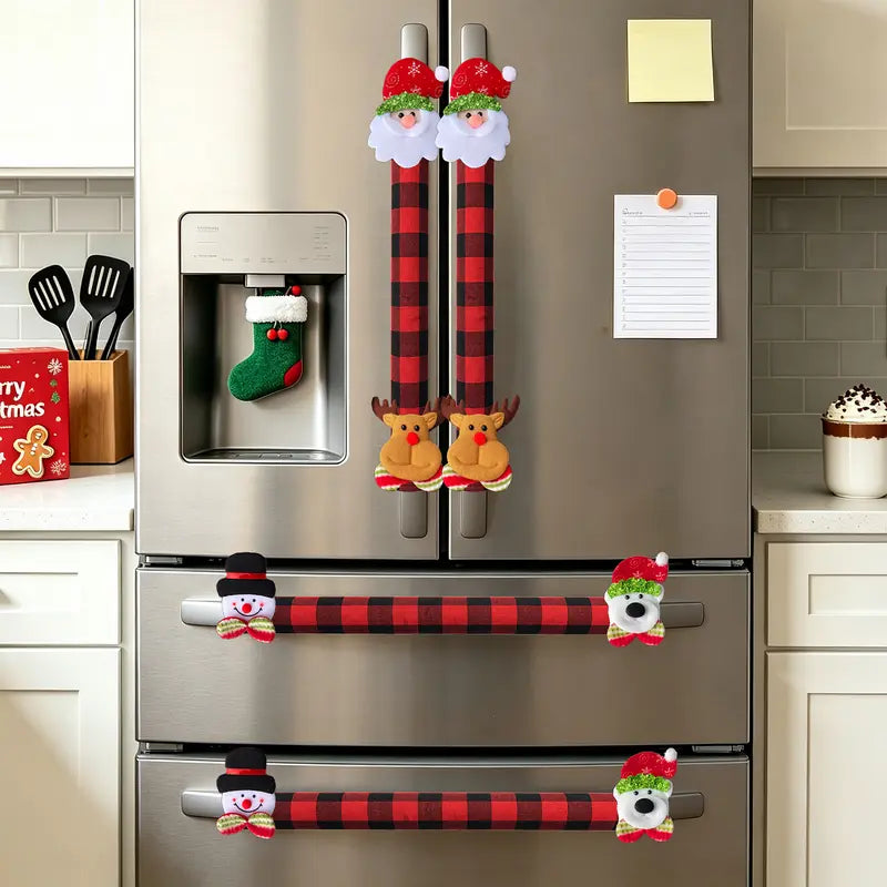 2/4/6PCS Plush Christmas Refrigerator Door Handle Covers 🎄