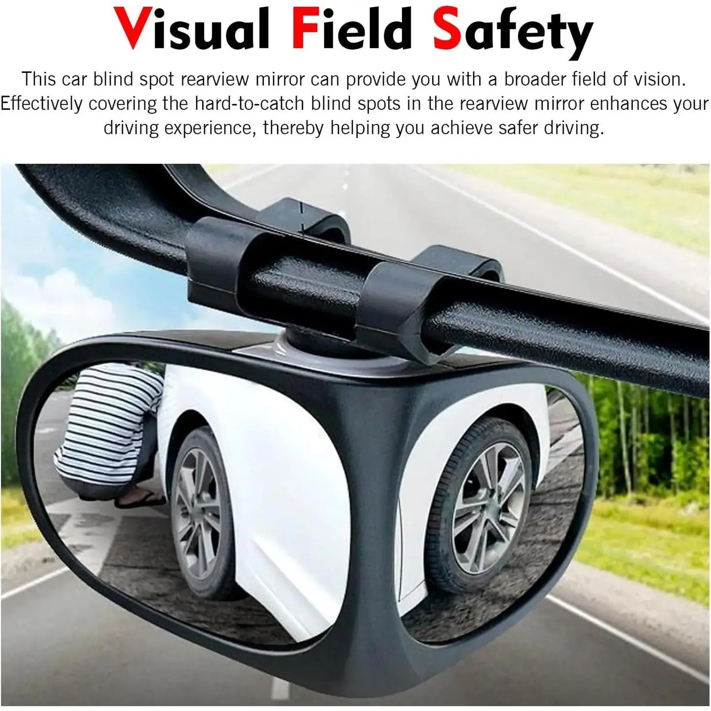360° Rotatable Dual‑Lens Real Glass Car Blind Spot Mirror🚗🔍