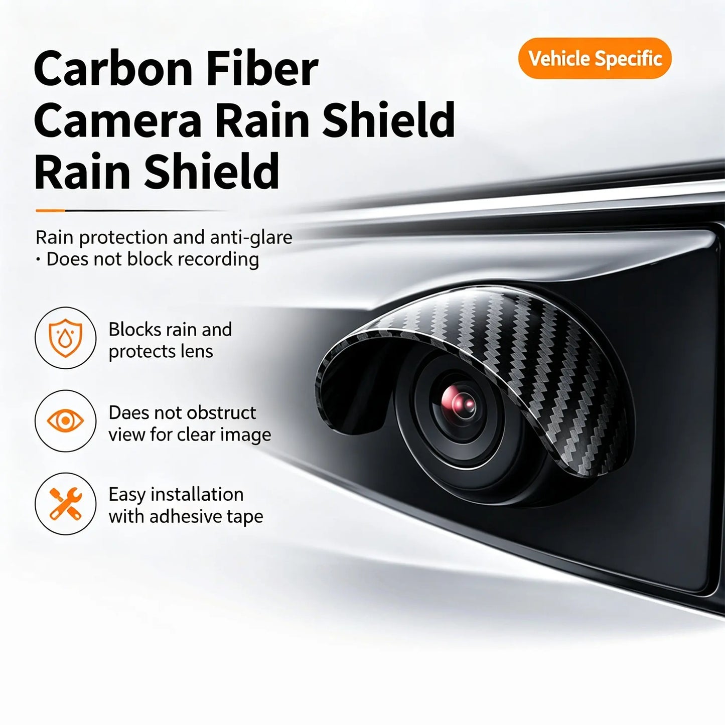 2PCS Car Reverse Camera Rain Cover, Anti‑Fog Waterproof Protection Hood, Carbon Fiber Texture🛡️