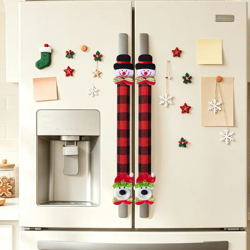 2/4/6PCS Plush Christmas Refrigerator Door Handle Covers 🎄