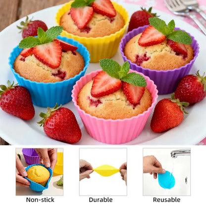24pcs 2.75in Food-Grade Flexible Silicone Baking Cups - Nonstick Pumpkin Cake Molds ✨