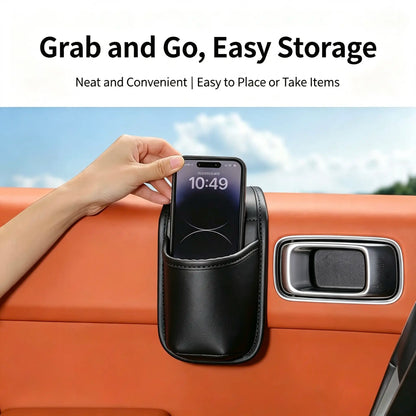 Leather Car Door Storage Pocket - Double‑Layer Compartments🚘