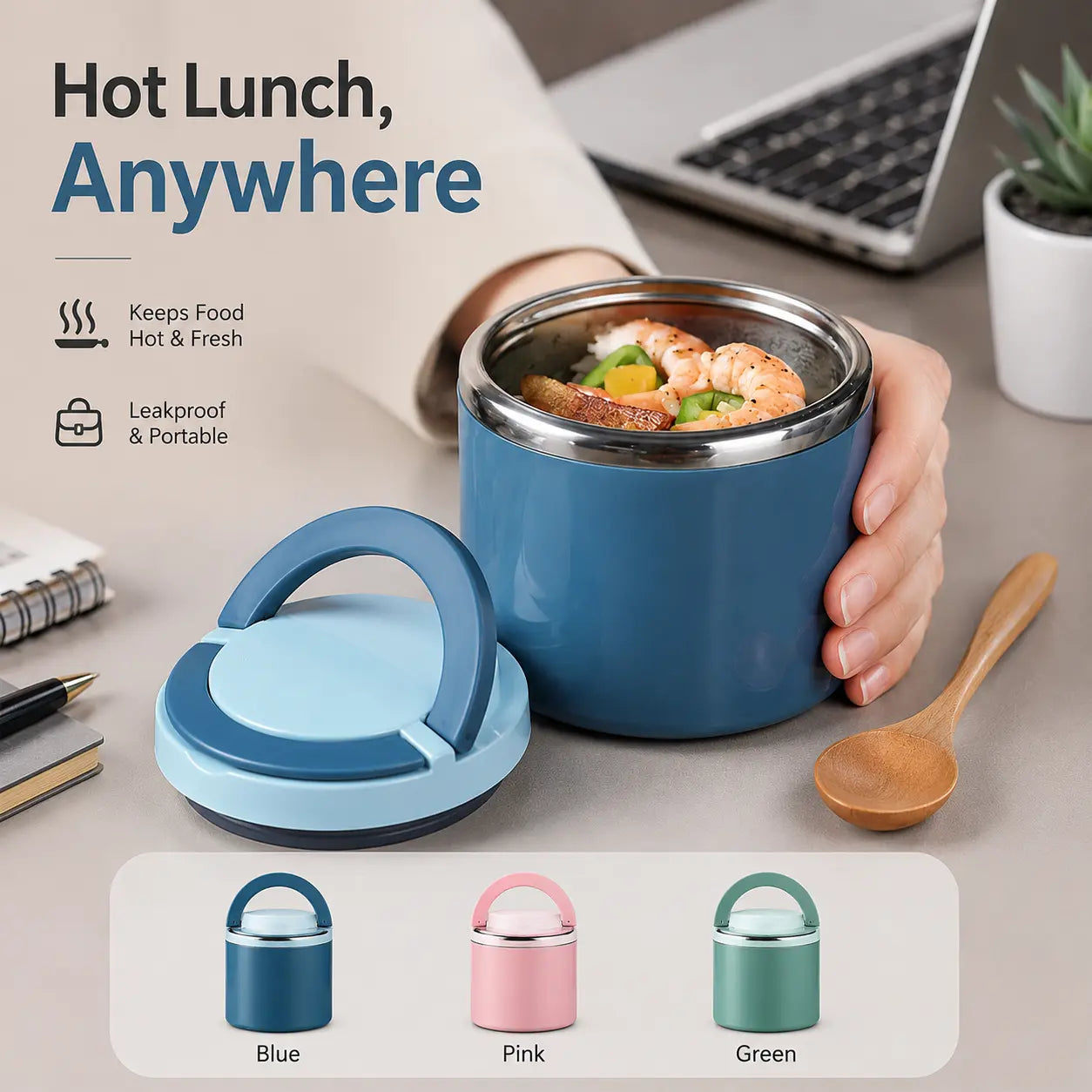 Stainless Steel Bento Style Boxed Lunch Box with Handle🍱