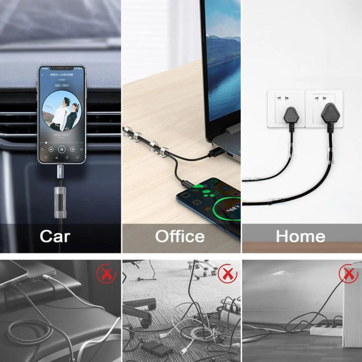 40Pcs Self-Adhesive Cable Clips, Space-Saving Wire Cord Organizer
