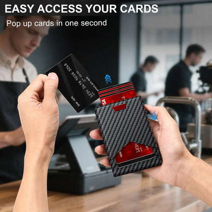 Men's RFID Minimalist Bifold Wallet - 1 ID Window, Pop‑Up Card Holder, Money Clip 💳