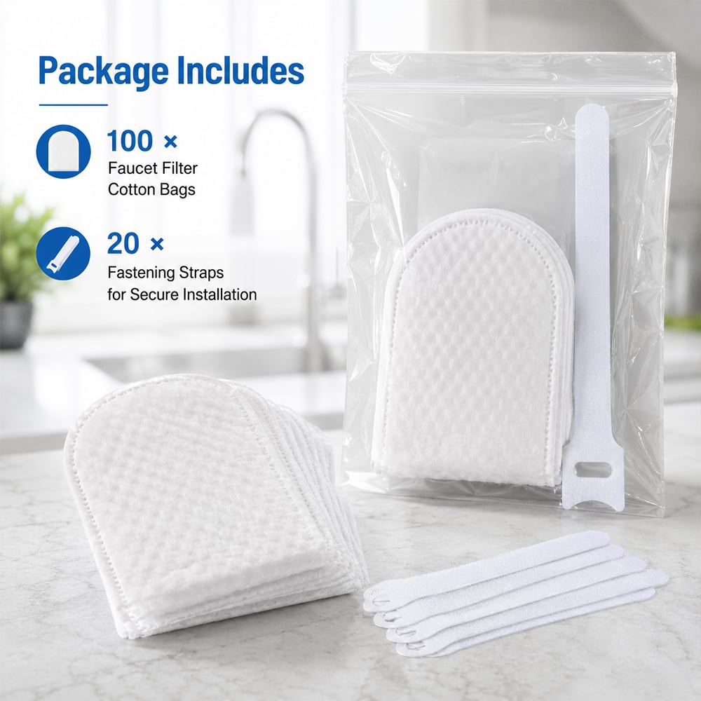 50 cotton filter bags disposable Cotton Faucet Filter Bags with 10 fastening straps💧