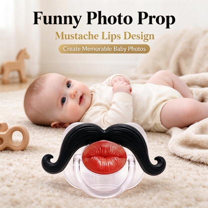 💋 Kissable Mustache Pacifier – Funny Lips & Mustache Novelty Design👶