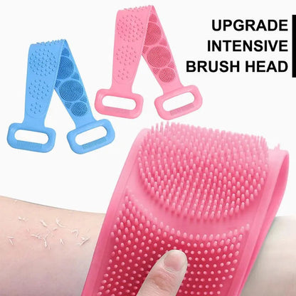Silicone Bath Brush, Double-Sided Exfoliating Back Scrubber with Mesh Sponge