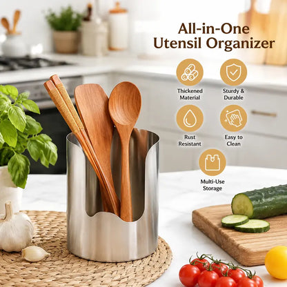 1 Count, Thickened Stainless Steel Utensil Organizer, Rust Resistant Easy to Clean Multi-purpose Storage Holder✨