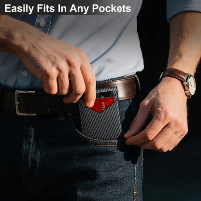 Men's RFID Minimalist Bifold Wallet - 1 ID Window, Pop‑Up Card Holder, Money Clip 💳