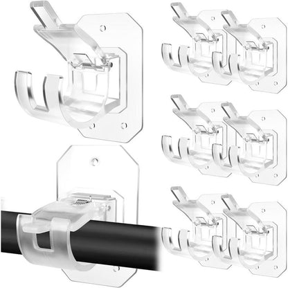 8 Pack Clear Curtain Rod Brackets with Clips, Invisible Transparent Drapery Hook Holders
