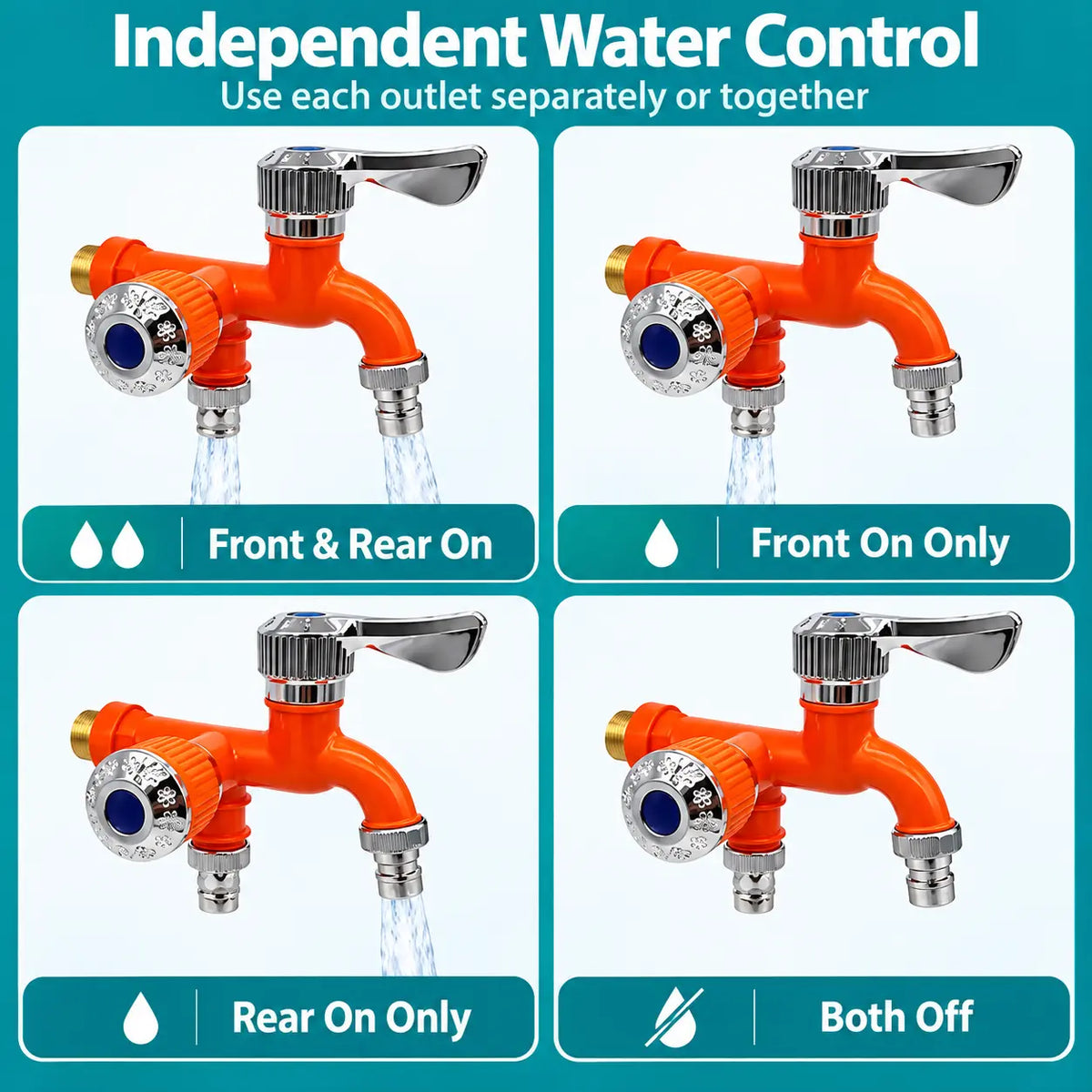 Dual Outlet Washing Machine Plastic Faucet, 1 In 2 Out Water Plastic Tap🚰
