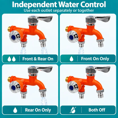 Dual Outlet Washing Machine Plastic Faucet, 1 In 2 Out Water Plastic Tap🚰
