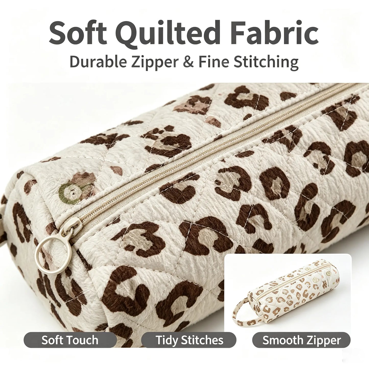 Quilted Multi‑Purpose Storage Bag, Portable Zipper Cosmetic Makeup Pouch with Handle 🧳