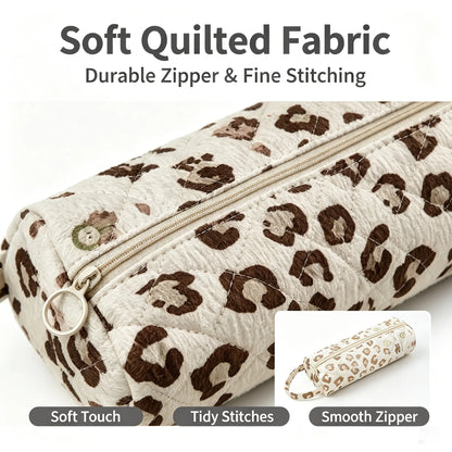 Quilted Multi‑Purpose Storage Bag, Portable Zipper Cosmetic Makeup Pouch with Handle 🧳