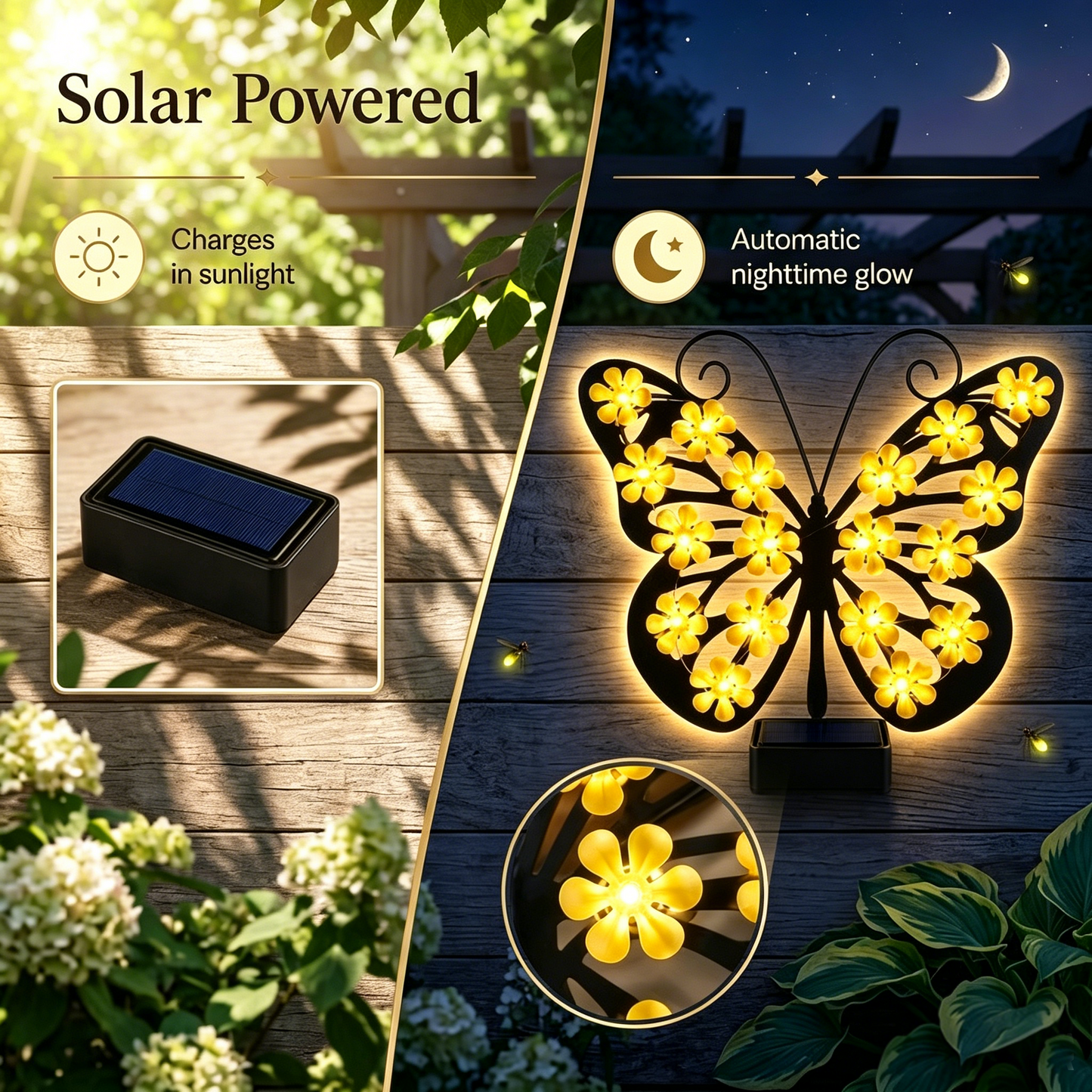 Solar Metal Butterfly Wall Lights Outdoor Decor🦋