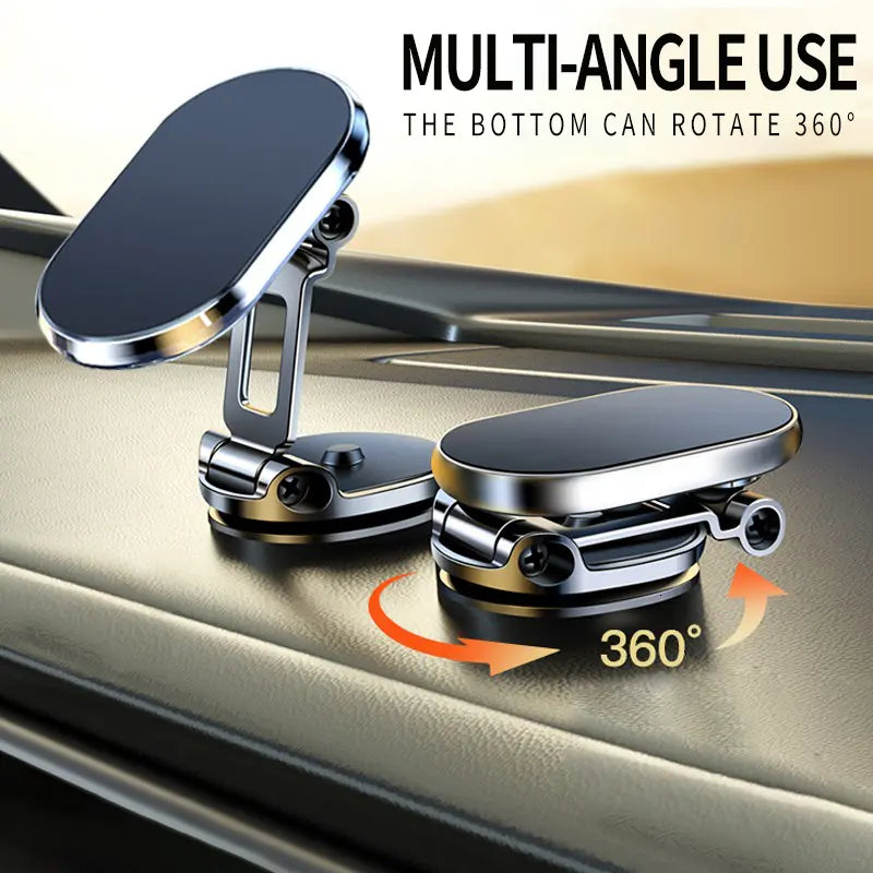 Foldable 360° Rotatable Metal Magnetic Car Phone Holder 🧲