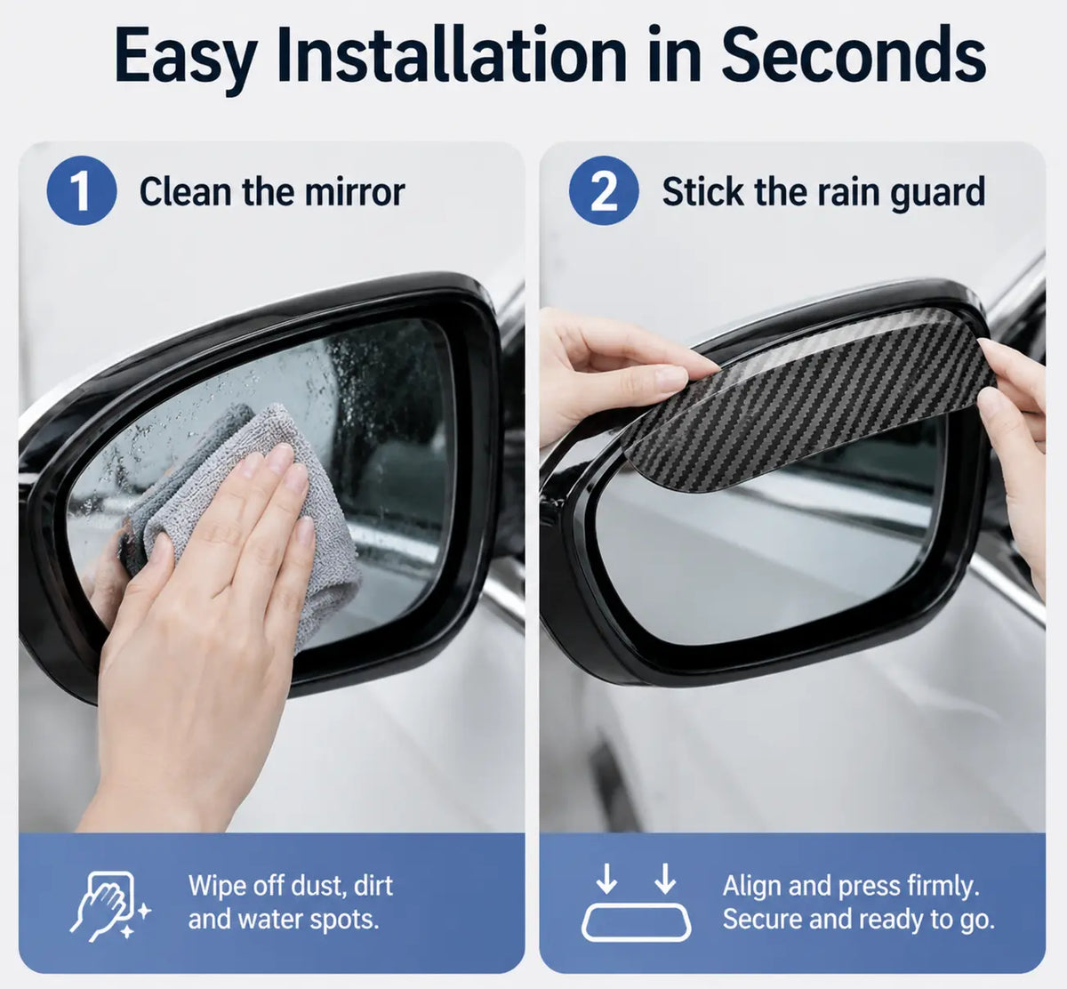 One Pair Snap-On Mirror Rain Visor Eyebrows, Waterproof Carbon Fiber Auto Exterior🚙