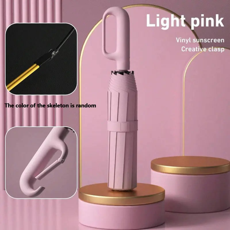 Automatic Folding Umbrella, Portable Rain Umbrella with Loop Buckle ☔