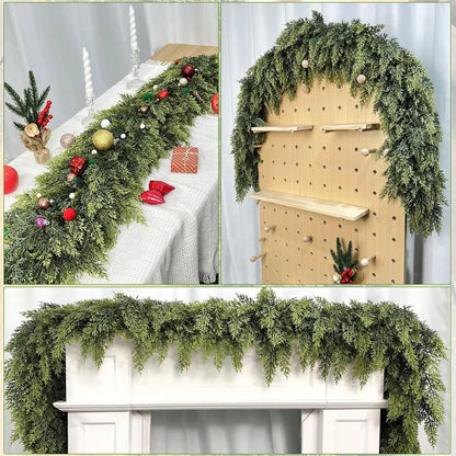 6 FT 2 Pcs Artificial Cedar Garlands, Real Touch Winter Cedar Garland🌲