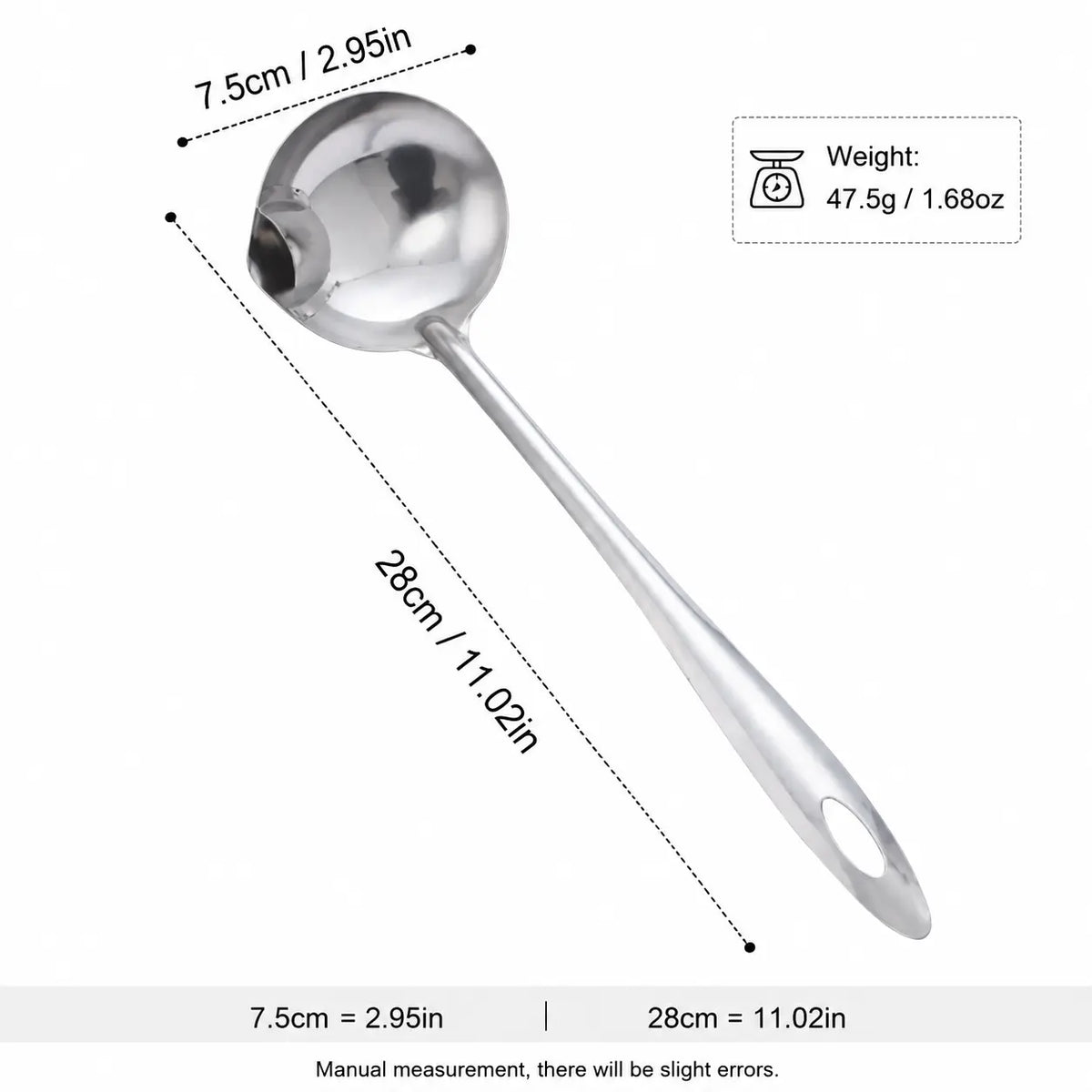 2 Count Stainless Steel Oil Separator Ladle, Mirror Polished Surface 🥄