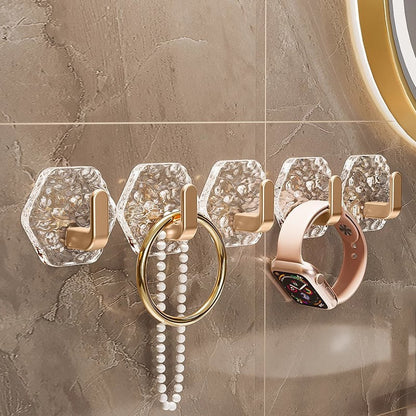 Hexagonal Ripple Self-Adhesive Hooks 10 Pack, Heavy Duty Waterproof Sticky Hooks🪝