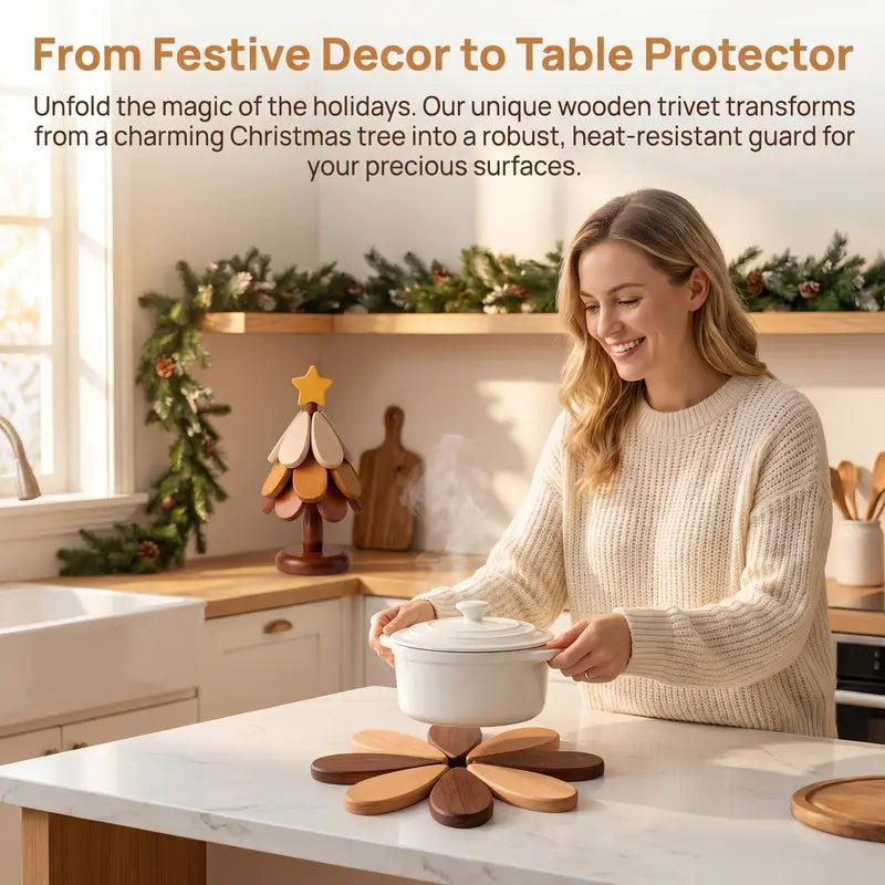 Wooden One Tree Solid Wood Coaster, Desktop Insulation Cup Mat, Festival Christmas Decor & Gift🌳