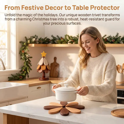 Wooden One Tree Solid Wood Coaster, Desktop Insulation Cup Mat, Festival Christmas Decor & Gift🌳