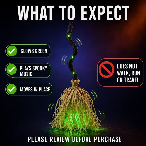 🎃Halloween Sale🎃Animated Witch Broom – Lights, Music & Motion – The Life of the Party