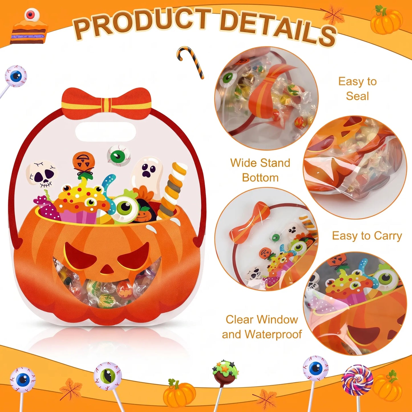 Halloween Plastic Goodie Bags, Trick or Treat Candy Bags 🎃
