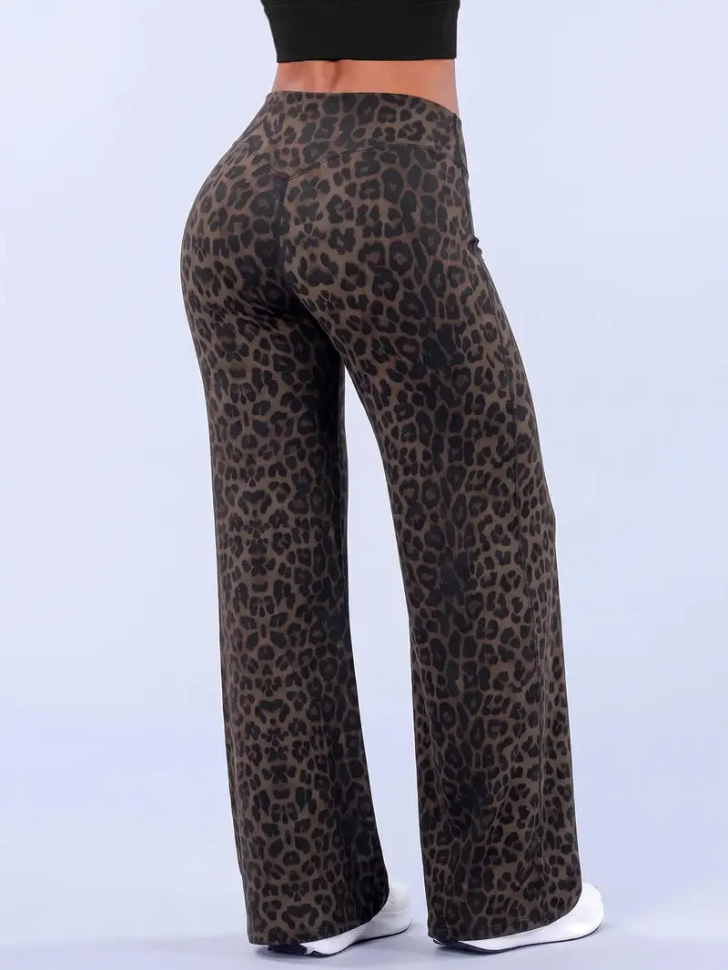 Women’s Light Simple Leopard-Print Wide-Leg Pants ✨