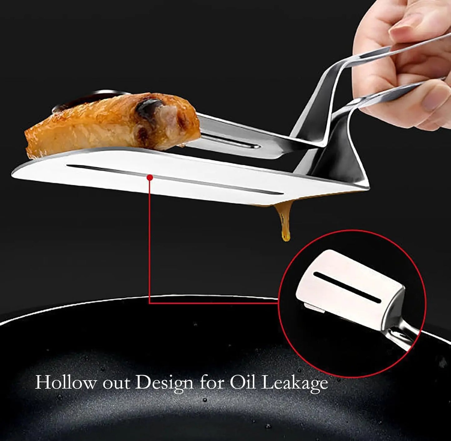 Stainless Steel Grill Clamp Spatula, Anti‑Scald Extended Handle Spatula Tongs 🍳