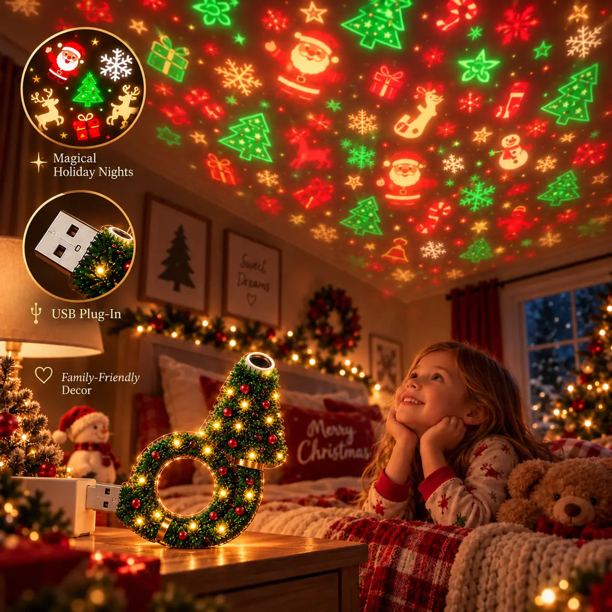 2026 New USB Plug-In Christmas Projector Night Light 🎄