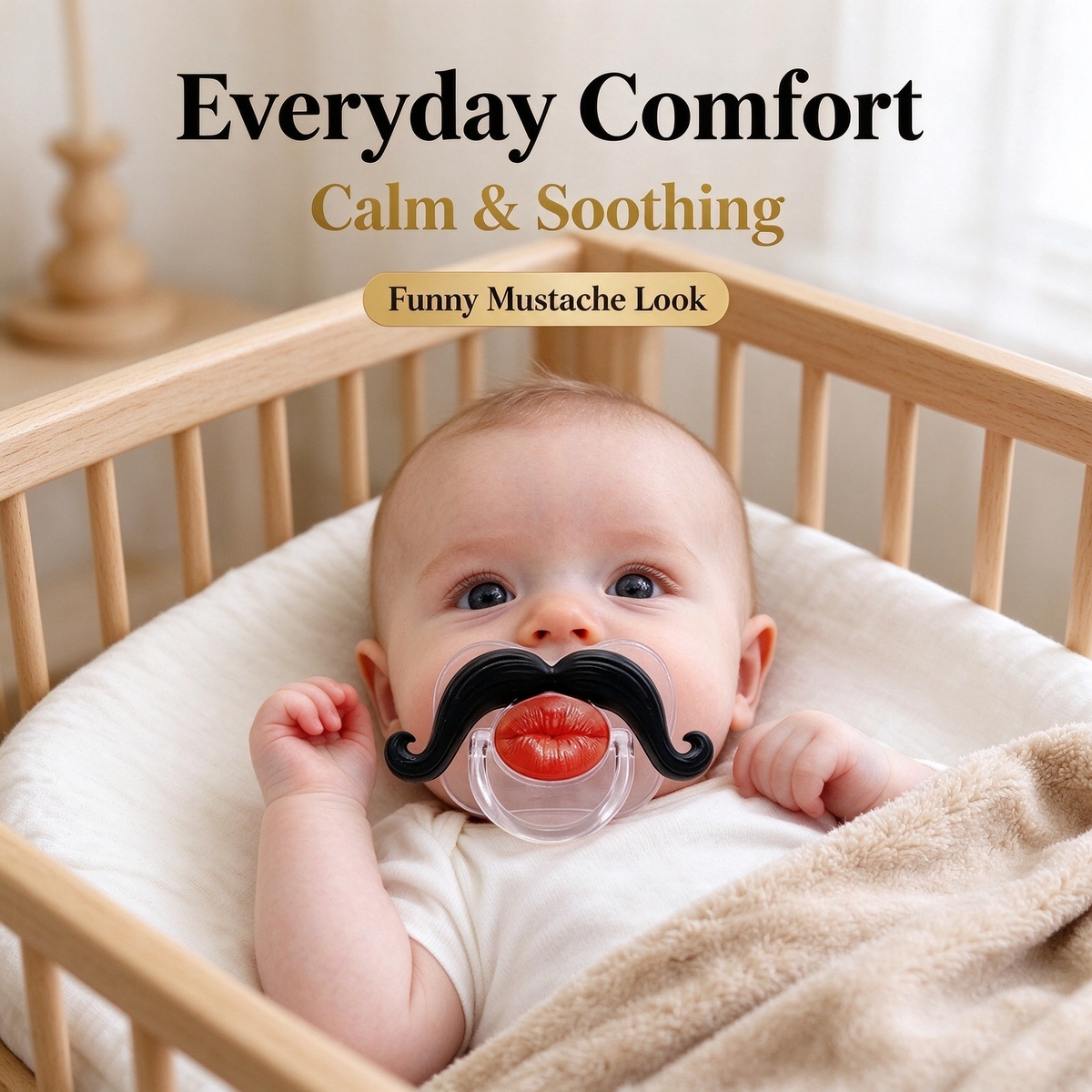 💋 Kissable Mustache Pacifier – Funny Lips & Mustache Novelty Design👶