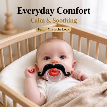 💋 Kissable Mustache Pacifier – Funny Lips & Mustache Novelty Design👶