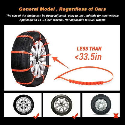 10 Packs Winter Car Snow Chains Universal Anti-Skid Tire Chains for Car & Motorcycle Emergency Tyre Grip Accessory🚗