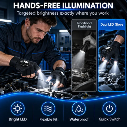LED Finger Flashlight Gloves, Hands-Free LED Light Gloves for Fishing 🎣