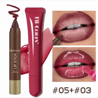 Matte Lip Liner & Moisturizing Lip Oil Cosmetic Set 💄