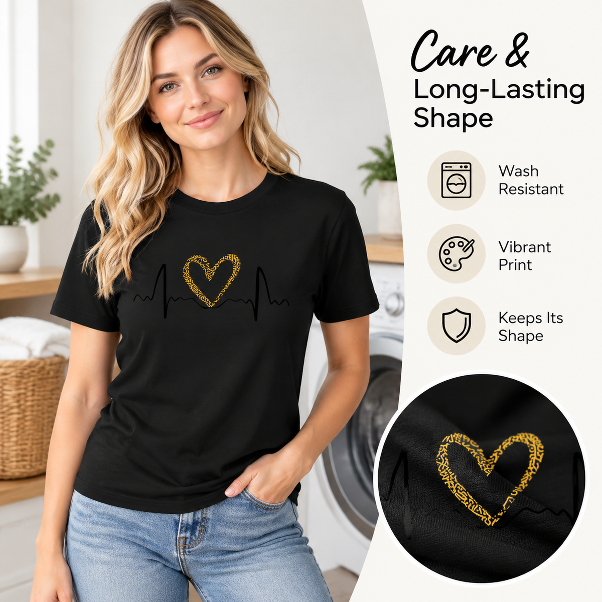 Women's Heart Graphic T-Shirt, Casual Oversized Fit Shortsleeve Top in 👕