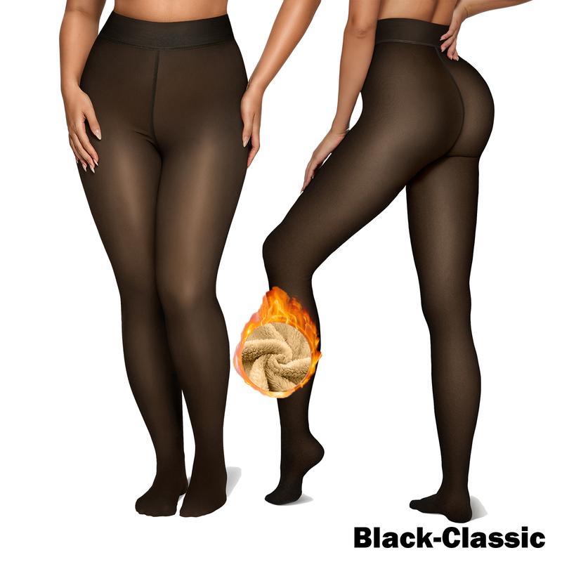 Women Fleece Lined Tights Body Slimming Leggings Sheer Fake Translucent Pantyhose 🧦