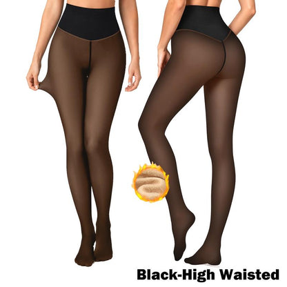 Women Fleece Lined Tights Body Slimming Leggings Sheer Fake Translucent Pantyhose 🧦